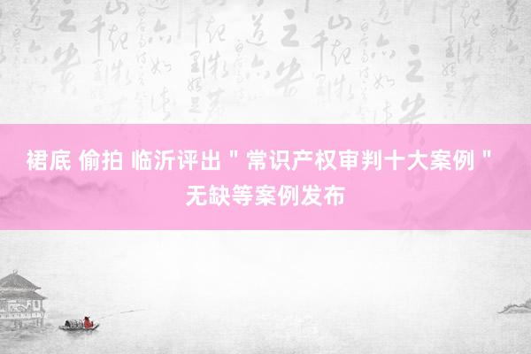 裙底 偷拍 临沂评出＂常识产权审判十大案例＂ 无缺等案例发布