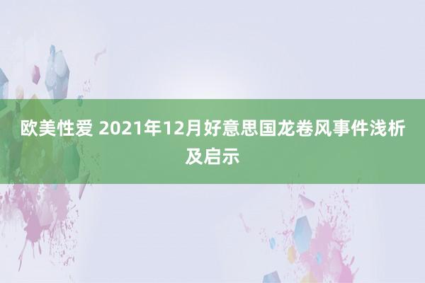 欧美性爱 2021年12月好意思国龙卷风事件浅析及启示