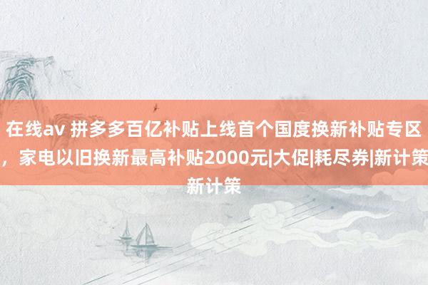 在线av 拼多多百亿补贴上线首个国度换新补贴专区，家电以旧换新最高补贴2000元|大促|耗尽券|新计策